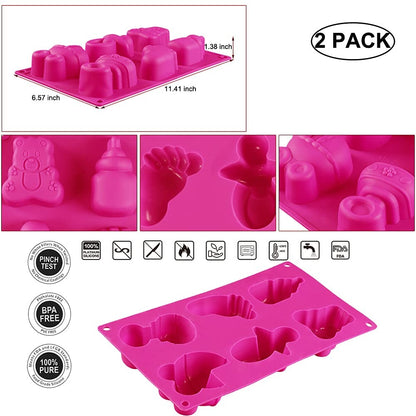 6-Cavity Baby Theme Silicone Mould — detailed view | Bloom Creations India