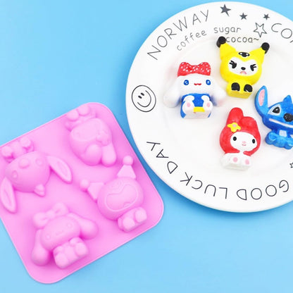 3D Sanrio & Friends Silicone Mould – 4-Cavity Candle, Soap & Resin Mould