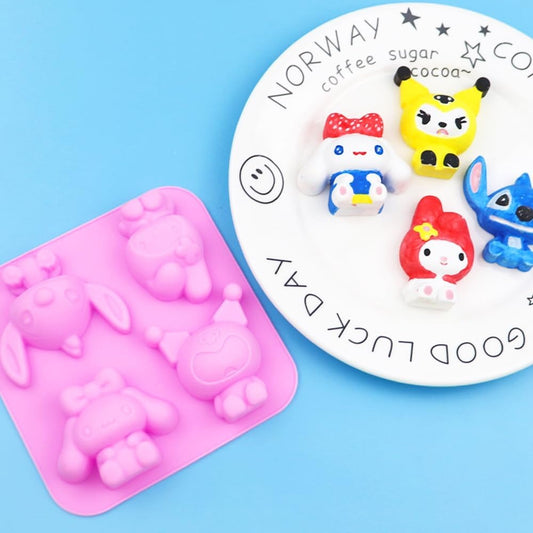 3D Sanrio & Friends Silicone Mould – 4-Cavity Candle, Soap & Resin Mould