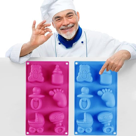 6-Cavity Baby Theme Silicone Mould | Soap Candle & Baking Mold | Bloom Creations India