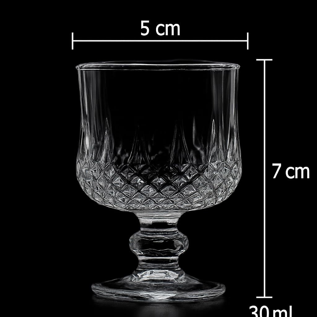 Set of 6 Crystal-Cut Shot Glasses 30ml – Coupe Shape