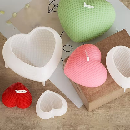 Bubble Texture Heart Candle Silicone Mould – 3 Sizes