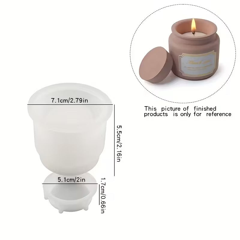 Candle Jar Silicone Mould with Lid – Concrete, Plaster & Wax Candle Vessel Mould