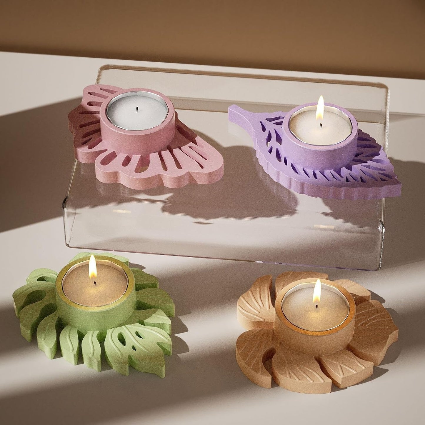 Leaf Tealight Holder Silicone Mould – Heart Leaf & Monstera (2 Designs)