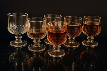 Set of 6 Crystal-Cut Shot Glasses 30ml – Coupe Shape