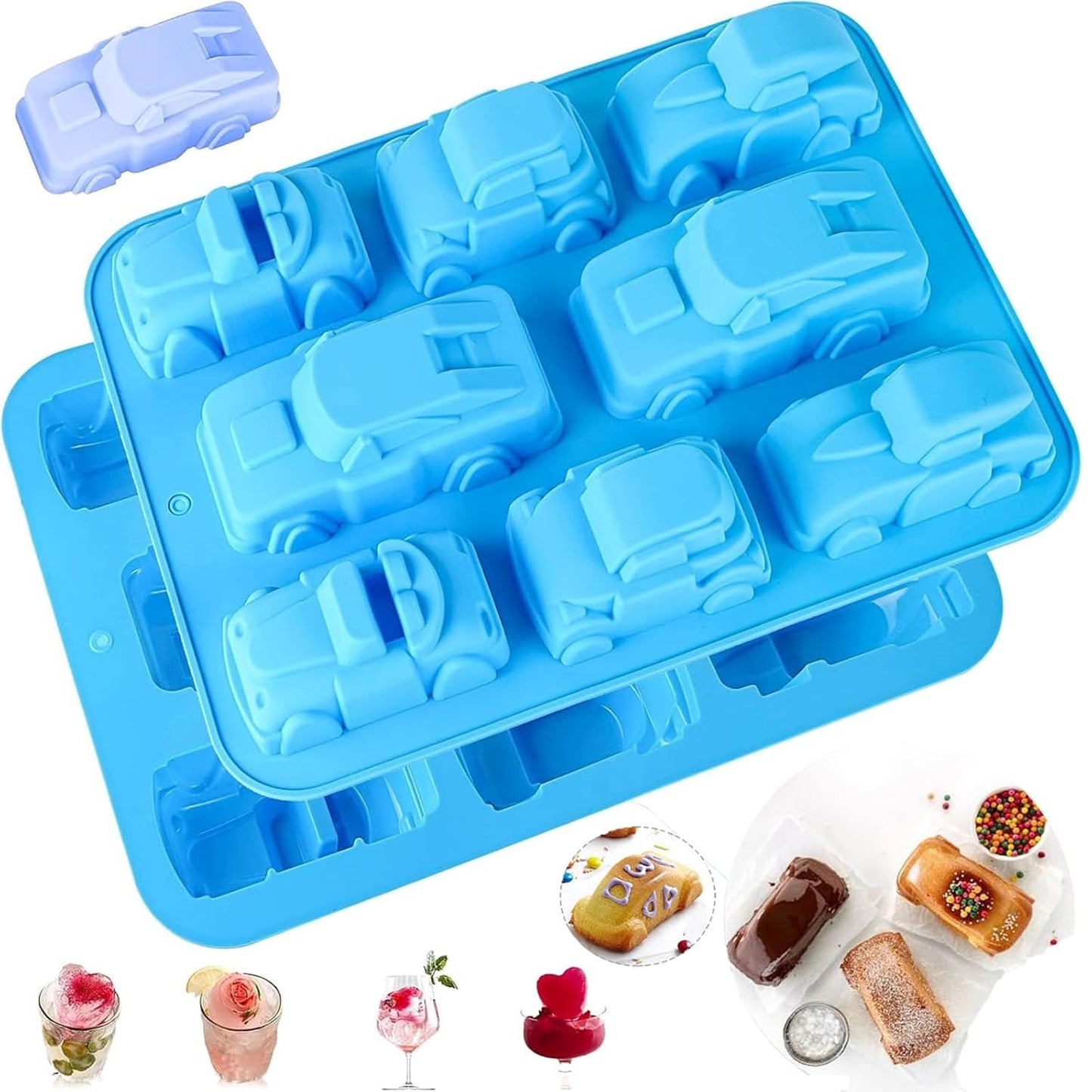 8-Cavity Car Shape Silicone Mould – BPA Free | Candle, Soap & Baking Mold