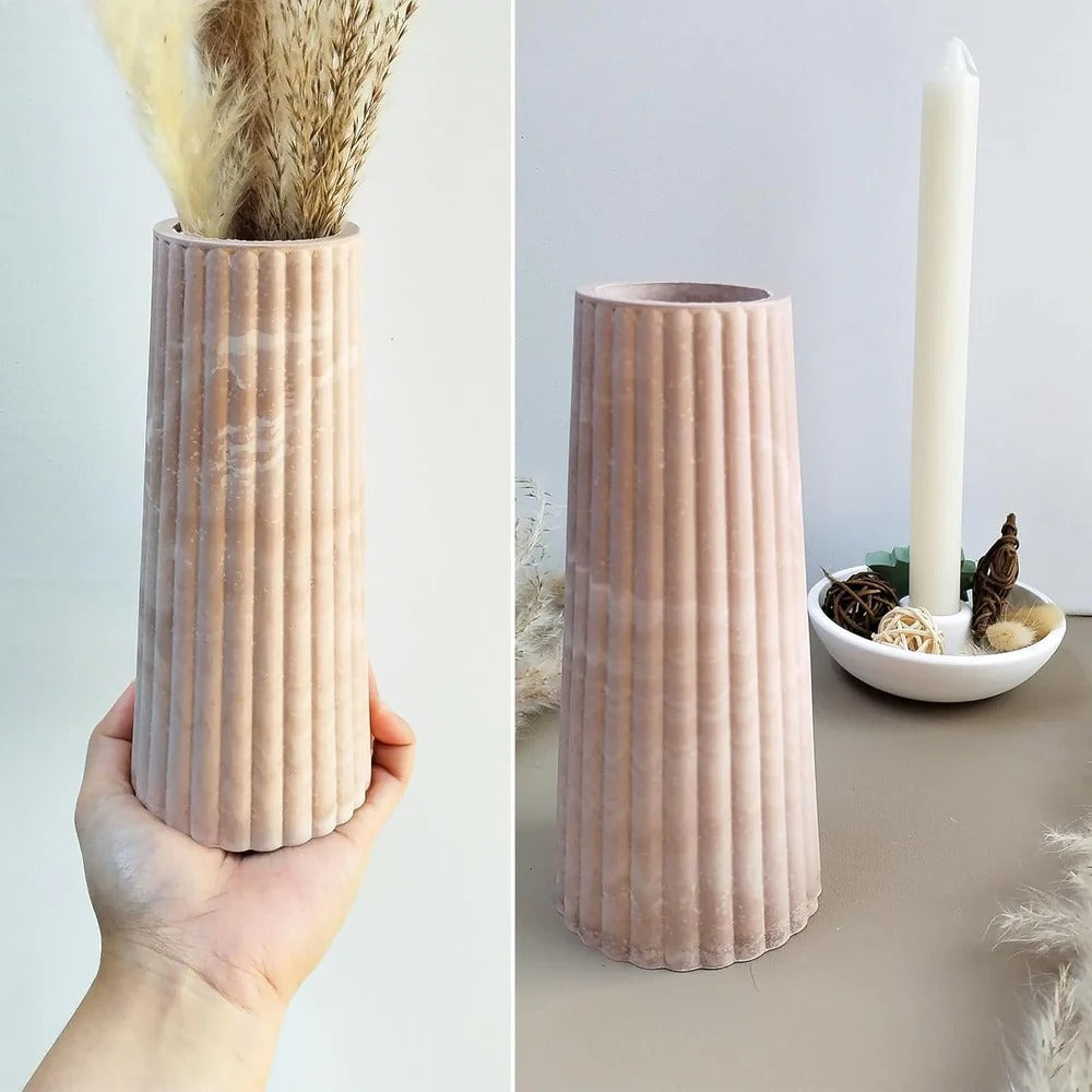 Ribbed Vase Silicone Candle Mould – 2-Part Design (Candle & Hollow Vase)
