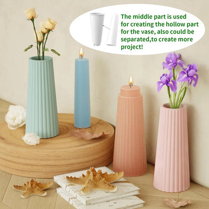 Ribbed Vase Silicone Candle Mould – 2-Part Design (Candle & Hollow Vase)