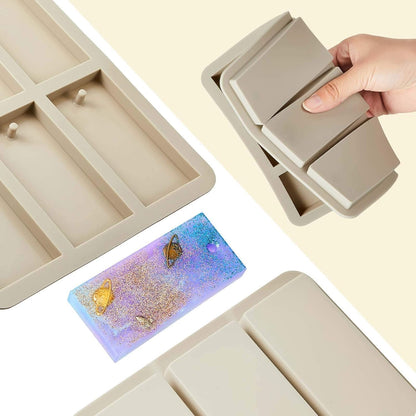 6-Cavity Rectangle Wax Tablet Silicone Mould – Hanging Tag Mould for Wax Sachets & Resin