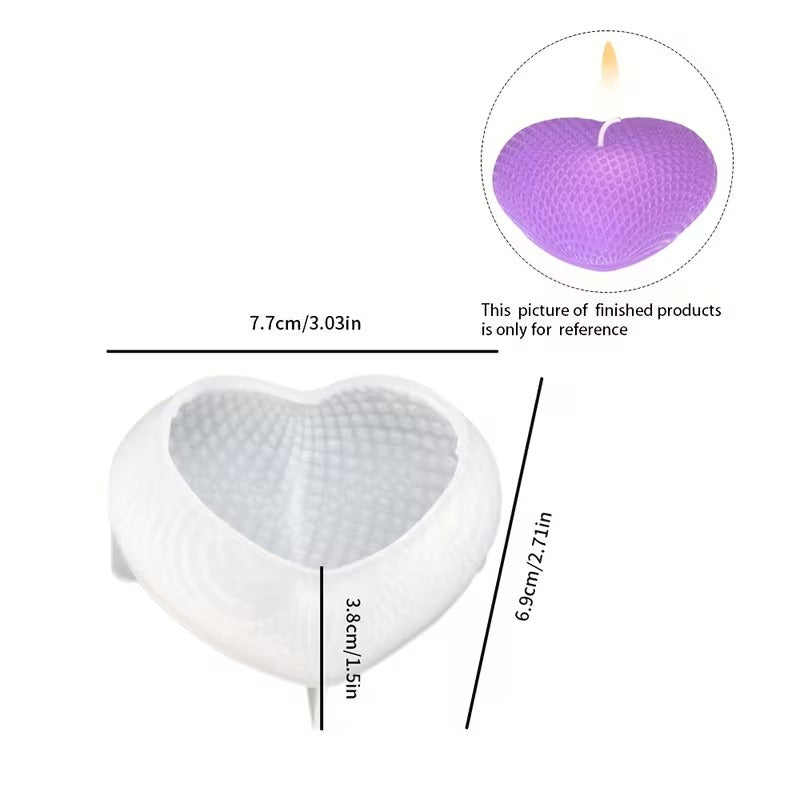 Bubble Texture Heart Candle Silicone Mould – 3 Sizes