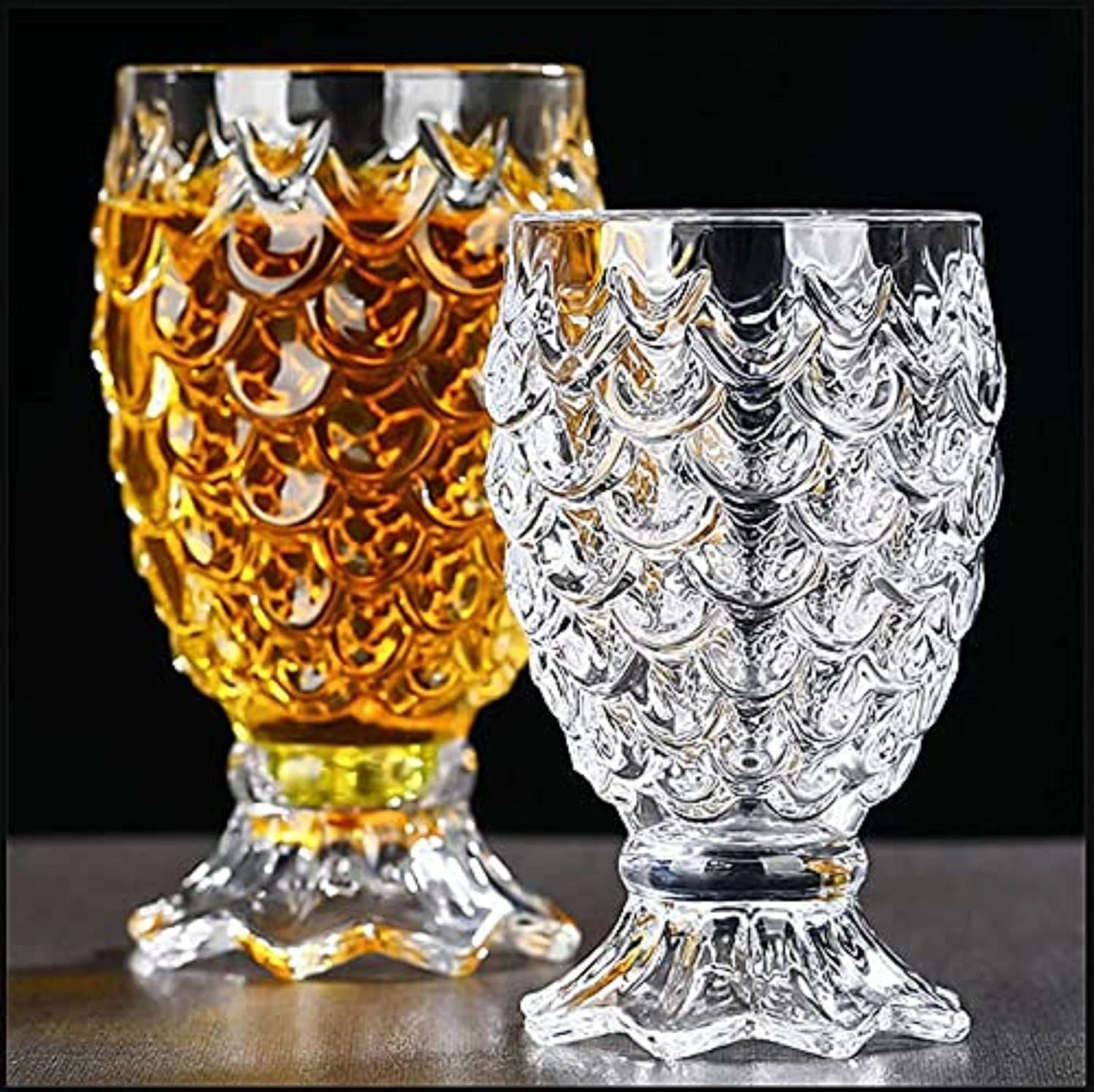 Set of 6 Fishtail Pineapple Design Shot Glasses 35ml – Heavy Base Crystal Clear Glass