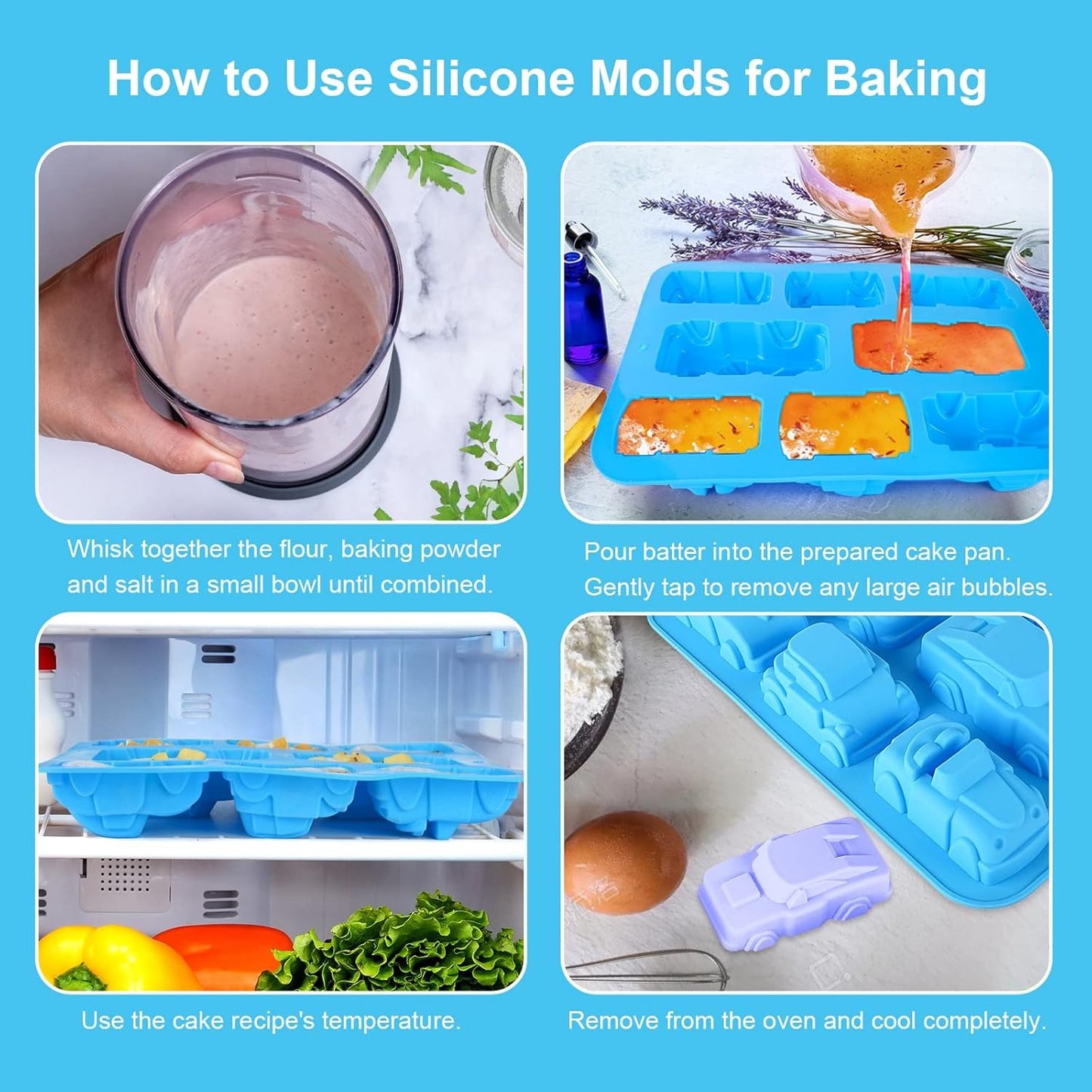 8-Cavity Car Shape Silicone Mould – BPA Free | Candle, Soap & Baking Mold
