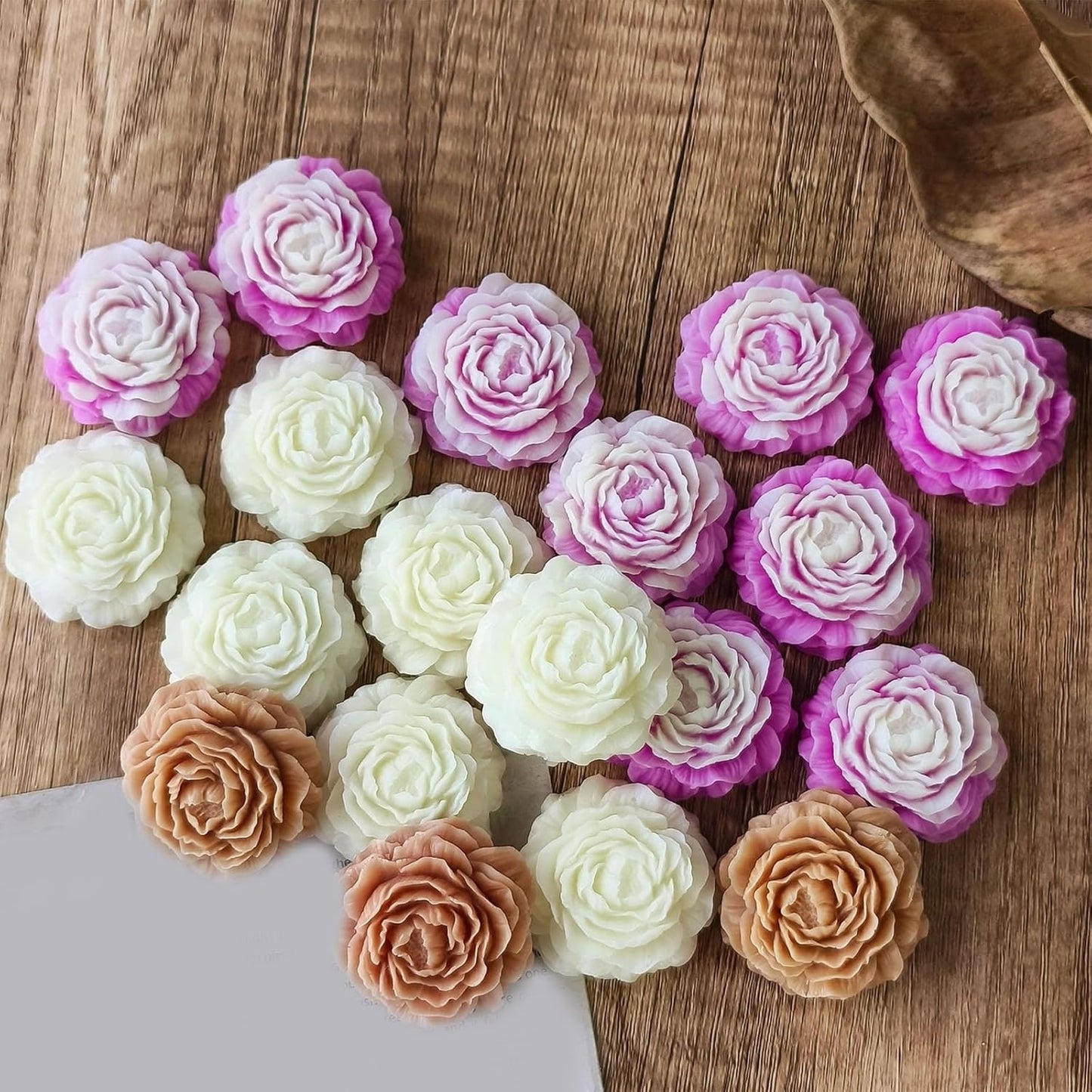 Peony Rose Silicone Candle Mould – 3-Cavity