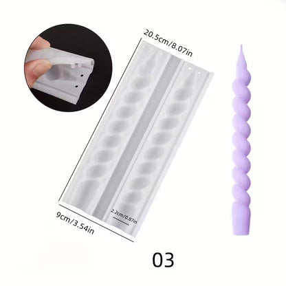Spiral Taper Candle Silicone Mould — 4 Twisted Ribbed Styles (Style 03/04/05/07)