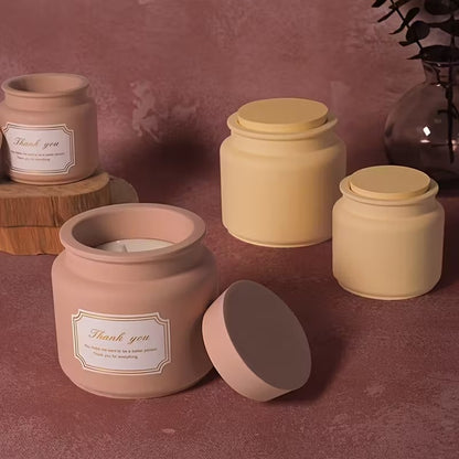 Candle Jar Silicone Mould with Lid – Concrete, Plaster & Wax Candle Vessel Mould