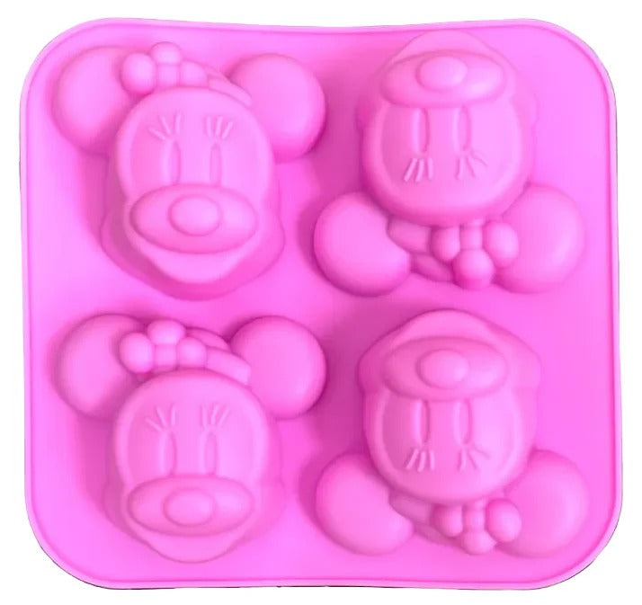 Mickey & Minnie Mouse Face Silicone Mould – 4-Cavity 3D Candle, Soap & Resin Mould