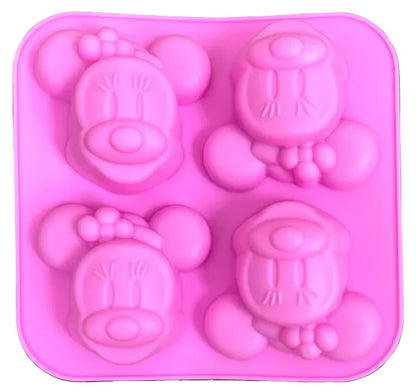 Mickey & Minnie Mouse Face Silicone Mould – 4-Cavity 3D Candle, Soap & Resin Mould