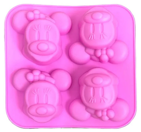 Mickey & Minnie Mouse Face Silicone Mould – 4-Cavity 3D Candle, Soap & Resin Mould