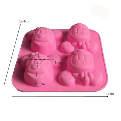 Mickey & Minnie Mouse Face Silicone Mould – 4-Cavity 3D Candle, Soap & Resin Mould