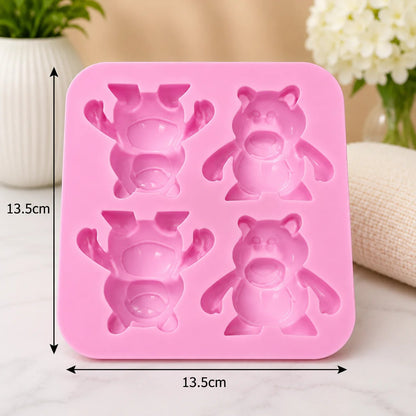 Lotso Strawberry Bear Silicone Mould – 4-Cavity 3D Candle, Soap & Resin Mould