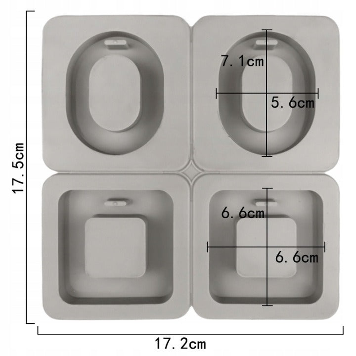Wax Tablet & Hanging Ornament Silicone Mould – Oval & Square Frame (4-Cavity)