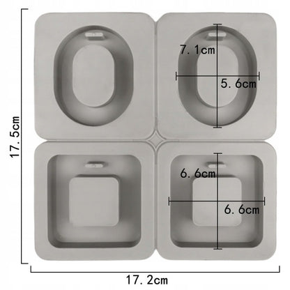 Wax Tablet & Hanging Ornament Silicone Mould – Oval & Square Frame (4-Cavity)