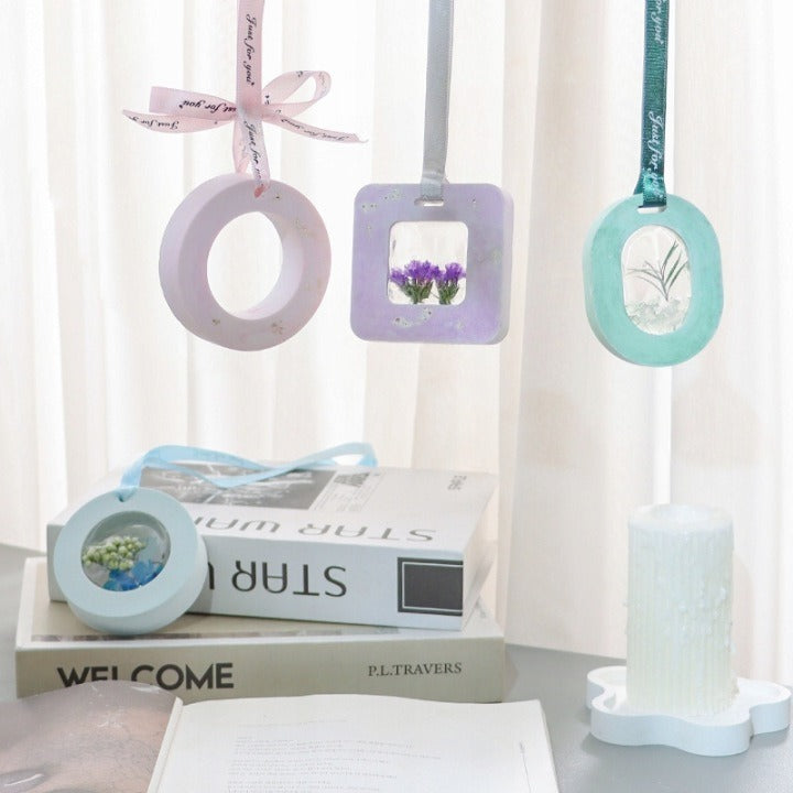 Wax Tablet & Hanging Ornament Silicone Mould – Oval & Square Frame (4-Cavity)
