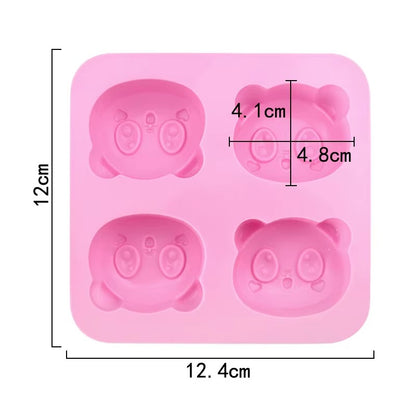 Cute Panda Face Silicone Mould – 4-Cavity Candle, Soap & Resin Mould