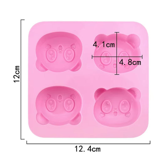 Cute Panda Face Silicone Mould – 4-Cavity Candle, Soap & Resin Mould