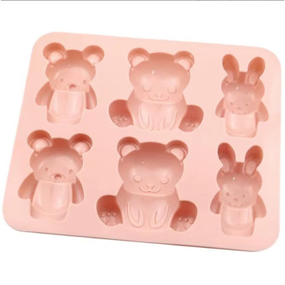 6-Cavity Bear & Bunny Silicone Mould for Candles & Soap