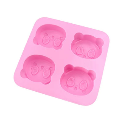 Cute Panda Face Silicone Mould – 4-Cavity Candle, Soap & Resin Mould
