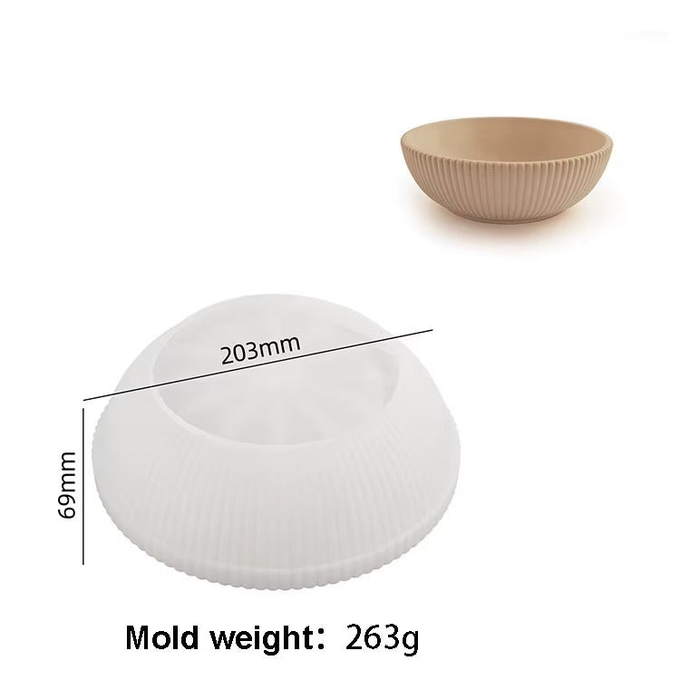 Ribbed Bowl Silicone Mould – Large Candle Holder, Concrete & Resin Bowl Mould