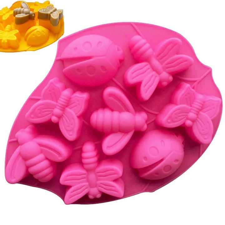 Garden Insects Silicone Mould – 9-Cavity Leaf-Shaped Candle, Soap & Resin Mould