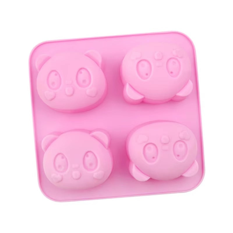 Cute Panda Face Silicone Mould – 4-Cavity Candle, Soap & Resin Mould