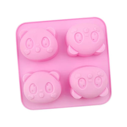 Cute Panda Face Silicone Mould – 4-Cavity Candle, Soap & Resin Mould