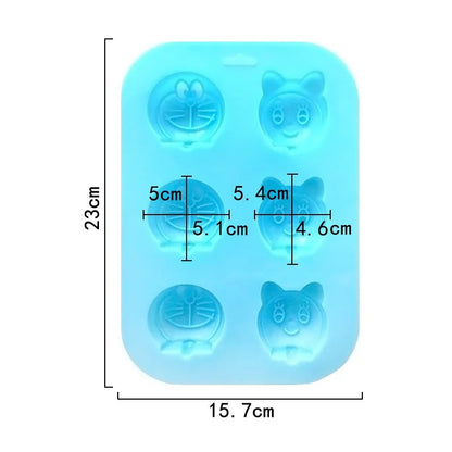Doraemon & Dorami Face Silicone Mould – 6-Cavity 3D Candle, Soap & Resin Mould
