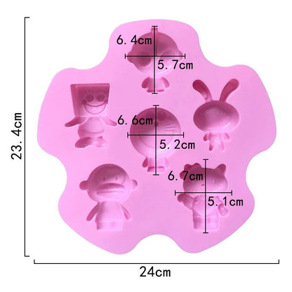 Cartoon Character Silicone Mould – 7-Cavity Candle, Soap & Chocolate Mould
