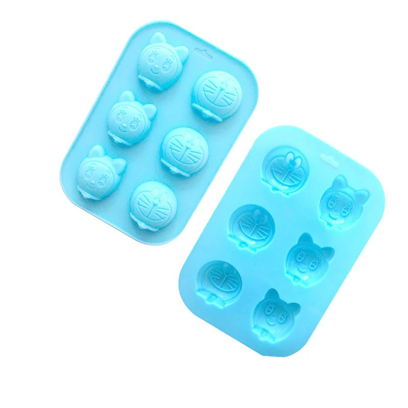 Doraemon & Dorami Face Silicone Mould – 6-Cavity 3D Candle, Soap & Resin Mould