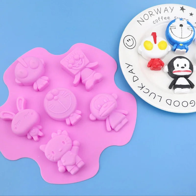 Cartoon Character Silicone Mould – 7-Cavity Candle, Soap & Chocolate Mould