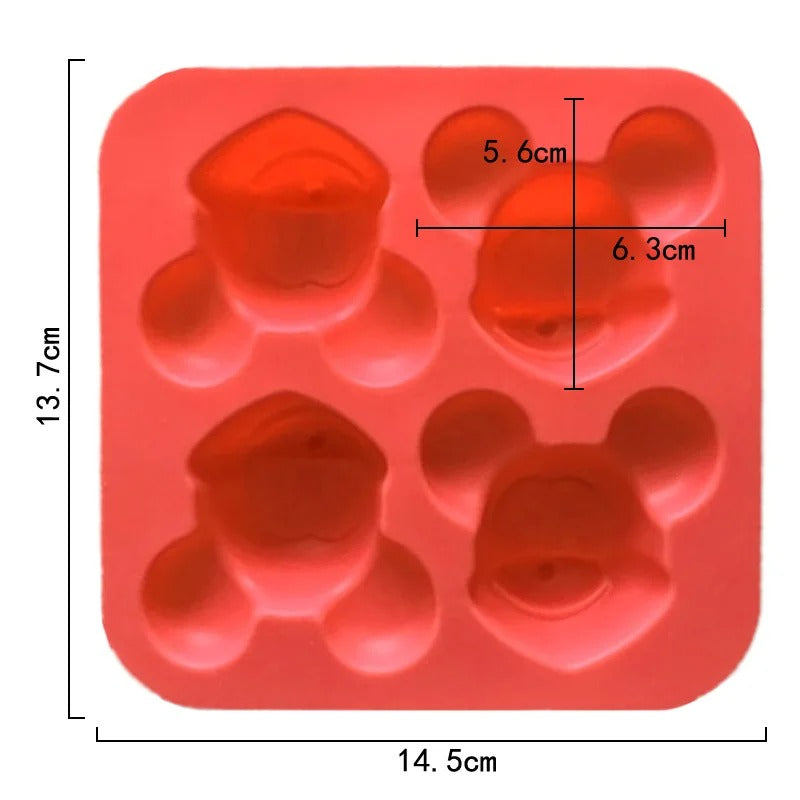 Mickey Mouse Head Silicone Mould – 4-Cavity 3D Candle, Soap & Resin Mould