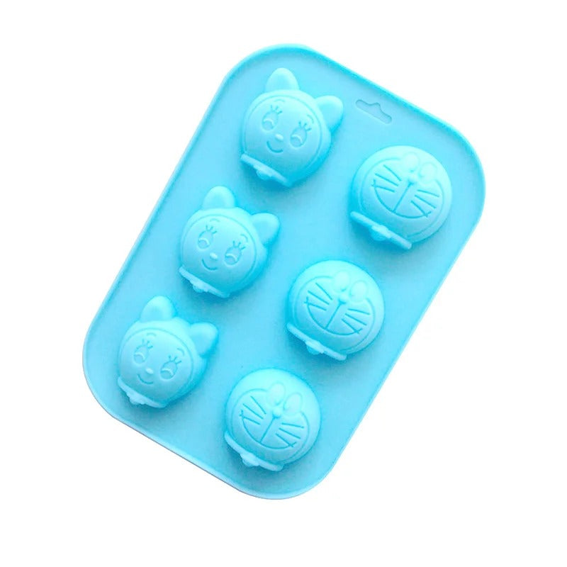Doraemon & Dorami Face Silicone Mould – 6-Cavity 3D Candle, Soap & Resin Mould
