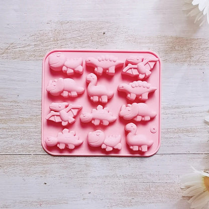 Cute Dinosaur Silicone Mould – 12-Cavity Chocolate, Candle & Resin Mould