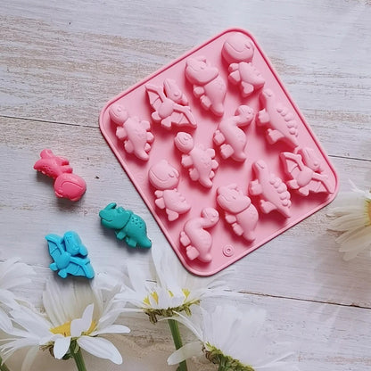 Cute Dinosaur Silicone Mould – 12-Cavity Chocolate, Candle & Resin Mould
