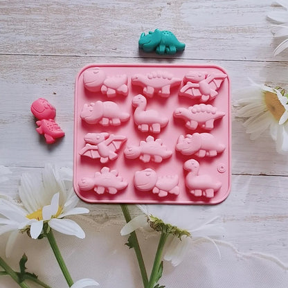 Cute Dinosaur Silicone Mould – 12-Cavity Chocolate, Candle & Resin Mould