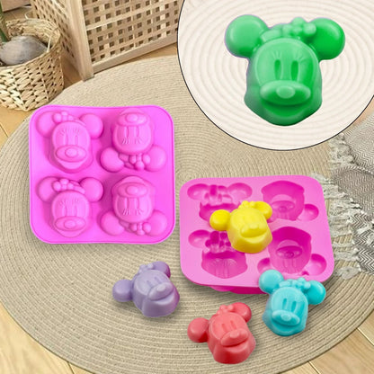 Mickey & Minnie Mouse Face Silicone Mould – 4-Cavity 3D Candle, Soap & Resin Mould