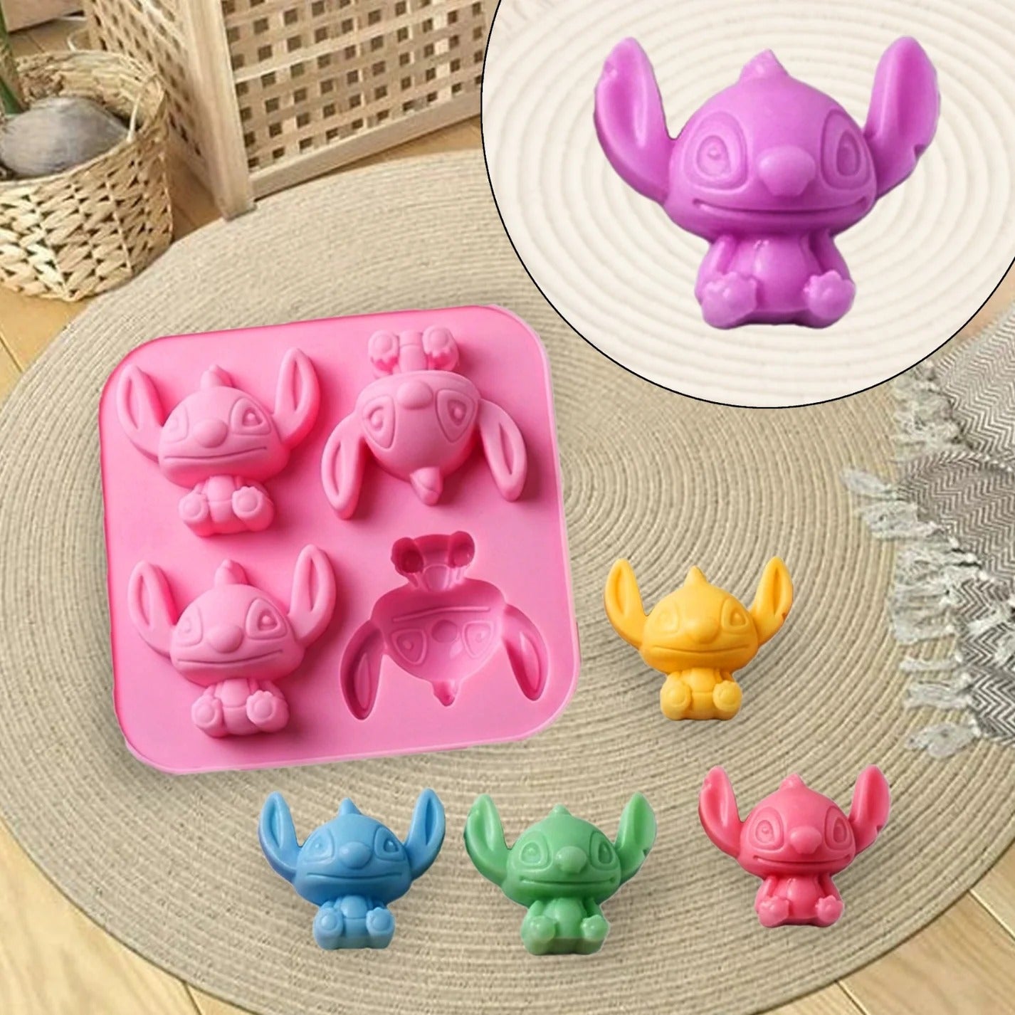 3D Stitch Silicone Mould – 4-Cavity Candle, Soap & Resin Mould