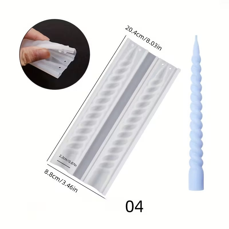 Spiral Taper Candle Silicone Mould — 4 Twisted Ribbed Styles (Style 03/04/05/07)