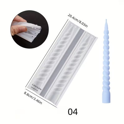 Spiral Taper Candle Silicone Mould — 4 Twisted Ribbed Styles (Style 03/04/05/07)
