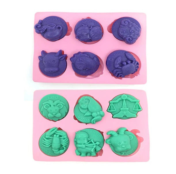 Zodiac Sign Silicone Mould Set – 12-Cavity Candle, Soap & Chocolate Mould