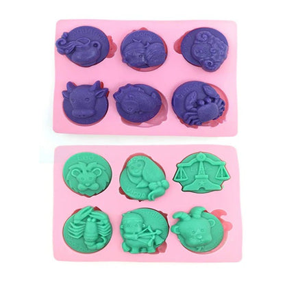 Zodiac Sign Silicone Mould Set – 12-Cavity Candle, Soap & Chocolate Mould